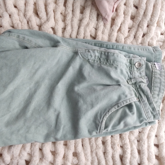 Zara Denim - Zara Sea Green Slouchy Jeans with Darts